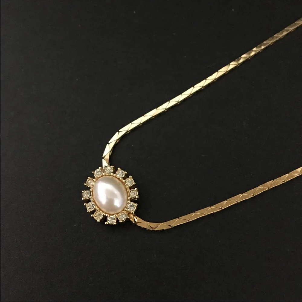 Christian Dior Gold Pearl Diamond Charm Necklace - Picture 2 of 10